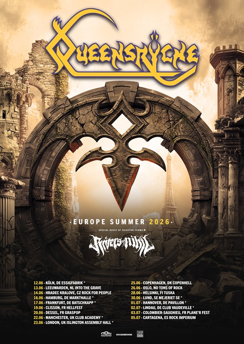 Du betrachtest gerade QUEENSRYCHE – European Summer 2026 Live-Termine (mit RIVERS OF NIHIL)