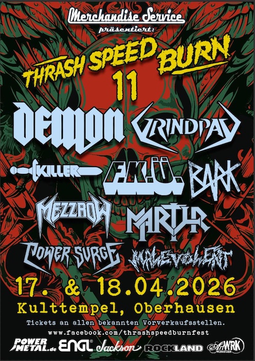 Du betrachtest gerade Thrash Speed Burn Festival 2026 mit DEMON, GRINDPAD, KILLER u.v.m.