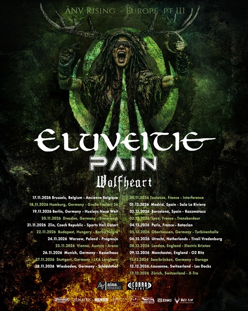 Du betrachtest gerade ELUVEITIE, PAIN, WOLFHEART – „ÁNV RISING – EUROPE“ Tour wird fortgesetzt