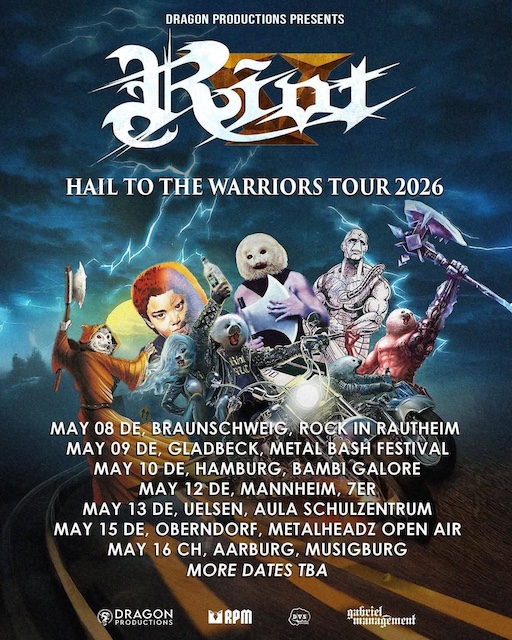 Du betrachtest gerade RIOT  – “Hail To Warriors“ Tour 2026 Deutschlandtermine