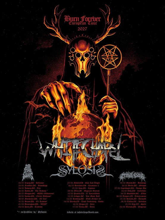 Mehr über den Artikel erfahren WHITECHAPEL, SYLOSIS – Kündigen „Burn Forever European Tour 2027“ mit `Nothing is Coming for Any of Us´ Clip an