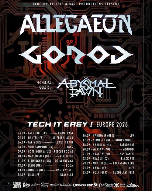 Du betrachtest gerade ALLEGAEON, GOROD, ABYSMAL DAWN – „Tech It Easy!“ UK/EU Tour angekündigt