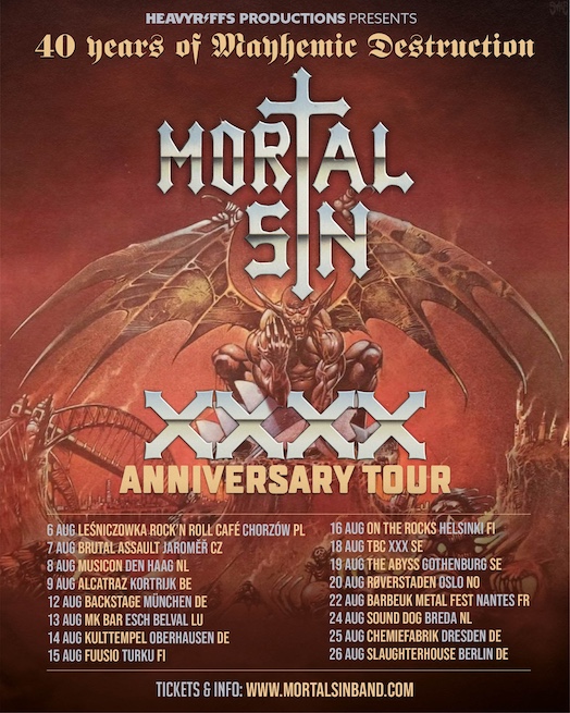 Du betrachtest gerade MORTAL SIN – `XXXX Anniversary` Re-Union Tour im Sommer