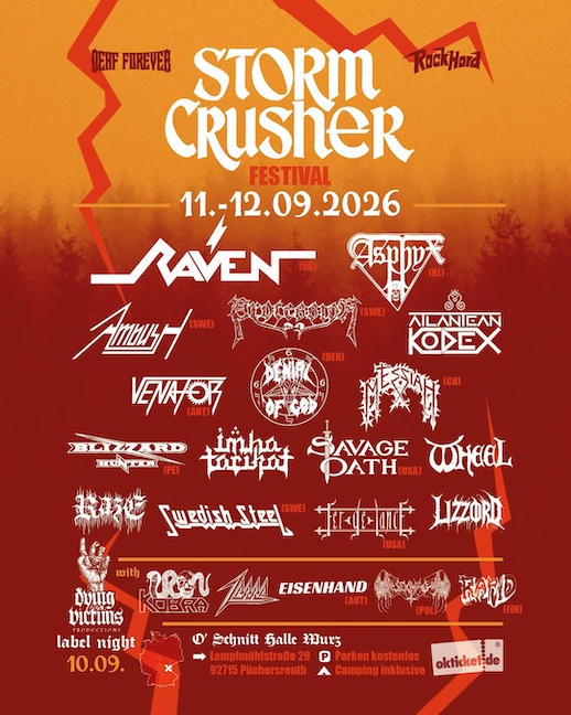 Du betrachtest gerade Storm Crusher Festival – 2026 mit RAVEN, ASPHYX, MESSIAH, AMBUSH u.v.m.