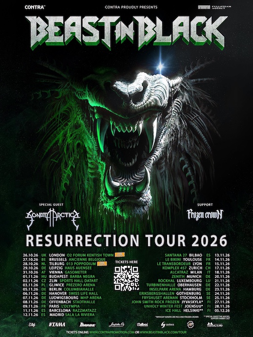Du betrachtest gerade BEAST IN BLACK – “Resurrection Tour“ mit SONATA ARCTICA & FROZEN CROWN