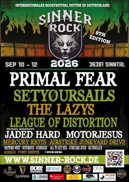 Du betrachtest gerade Sinner Rock Festival 2026 –  Mit PRIMAL FEAR , SETYOURSAILS , LEAGUE OF DISTORTION …