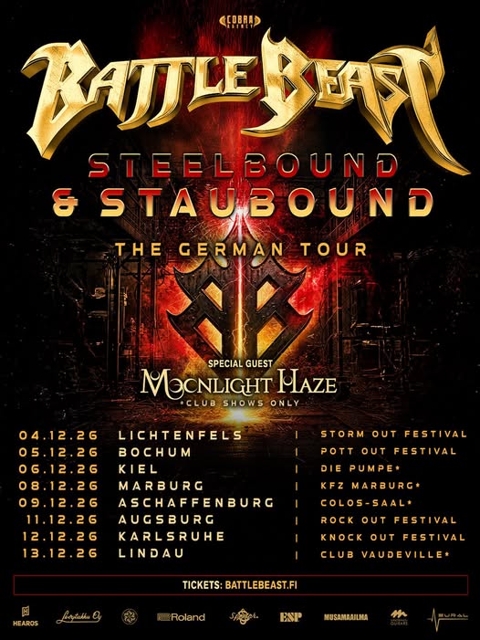 Du betrachtest gerade BATTLE BEAST – Kündigen „Steelbound & Staubound – The German Tour“ an